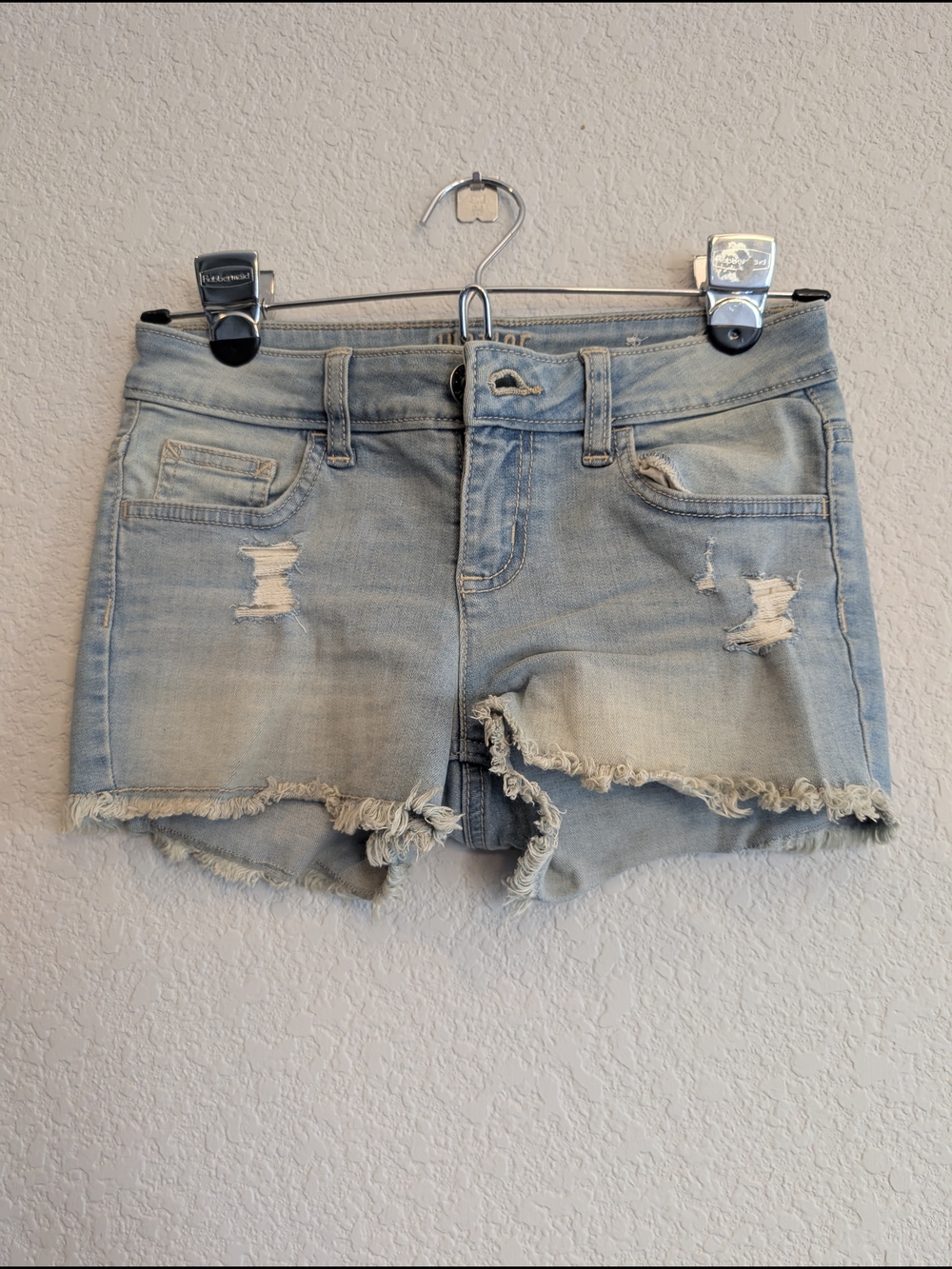 Justice Girl's Sz 10 Light Blue Distressed Denim Shorts